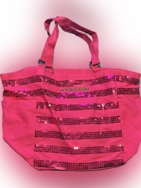 Victoria's Secret Pink Sequin Stripe Tote